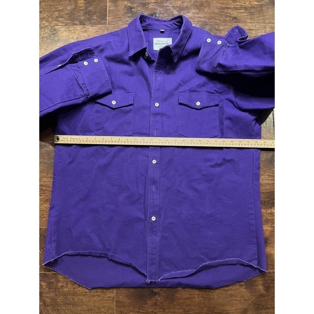 Brassada Mens Purple Western Rodeo Thick Heavy Wieght Purple Button Down L USA - Picture 4 of 7